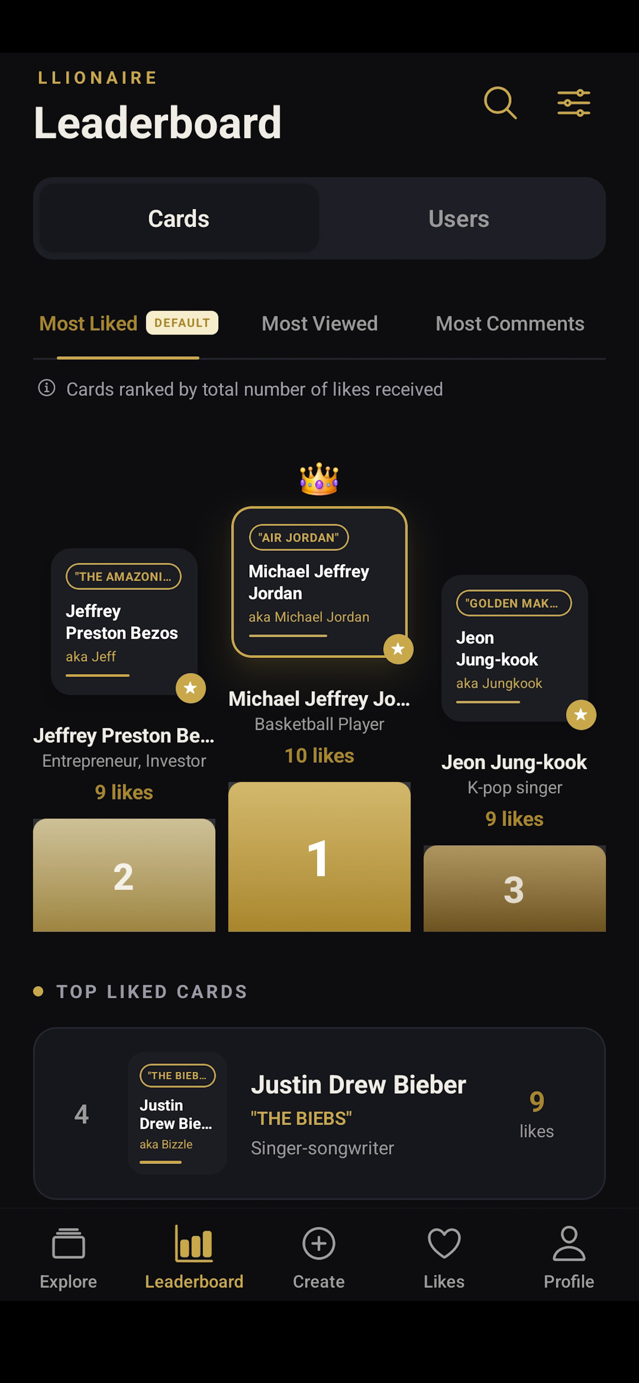 Llionaire app screenshot