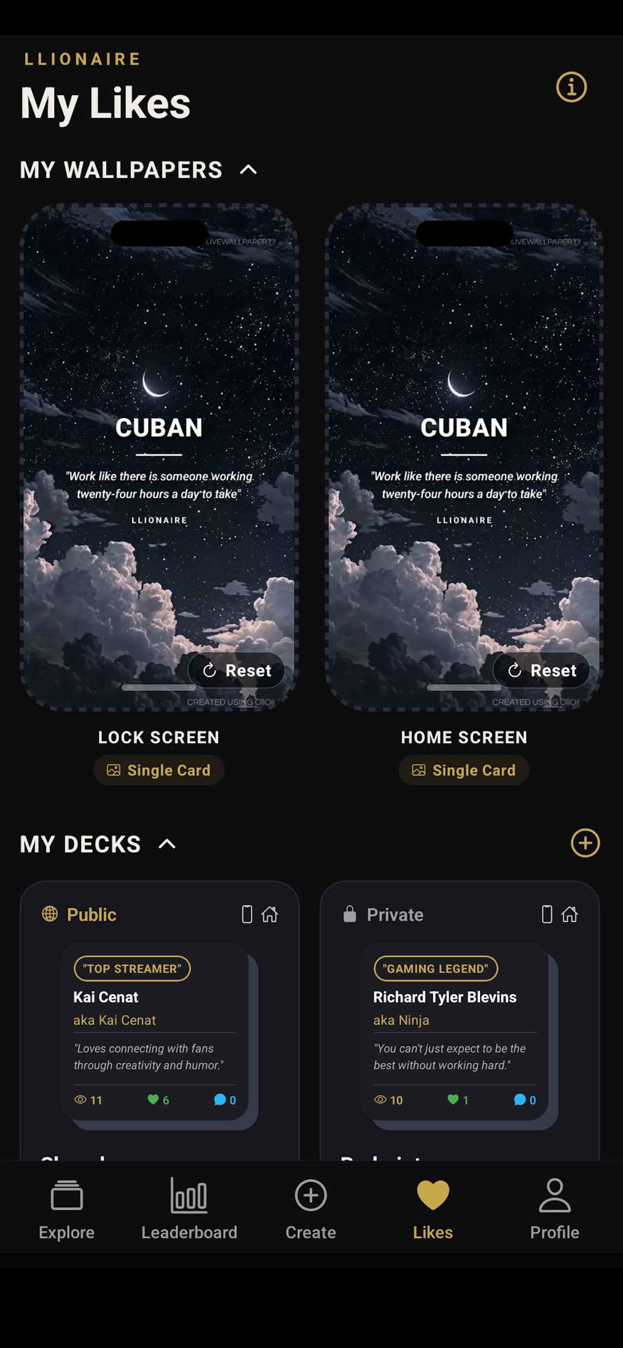 Llionaire app screenshot